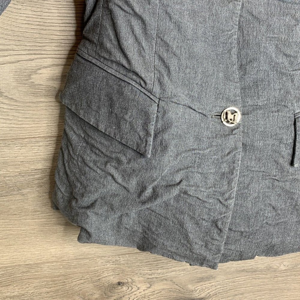 Versace Jacket Womens Size 8 Grey 2 Button Closure Notch Lapel Shoulder Pads - Picture 5 of 11